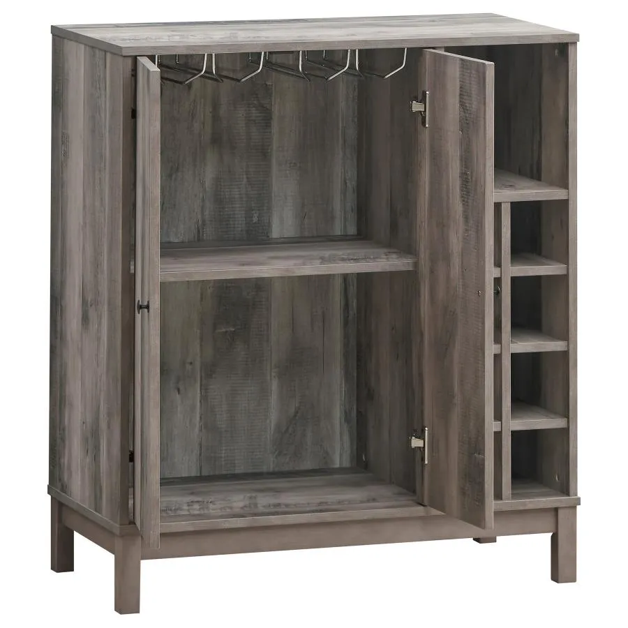 2-door Wine Cabinet with Stemware Rack Weathered Acacia