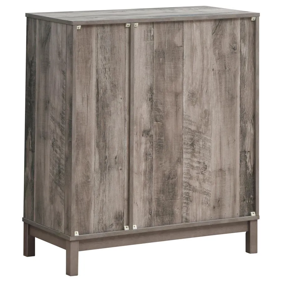 2-door Wine Cabinet with Stemware Rack Weathered Acacia