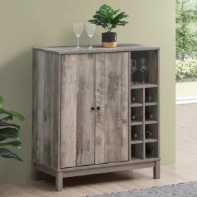 2-door Wine Cabinet with Stemware Rack Weathered Acacia