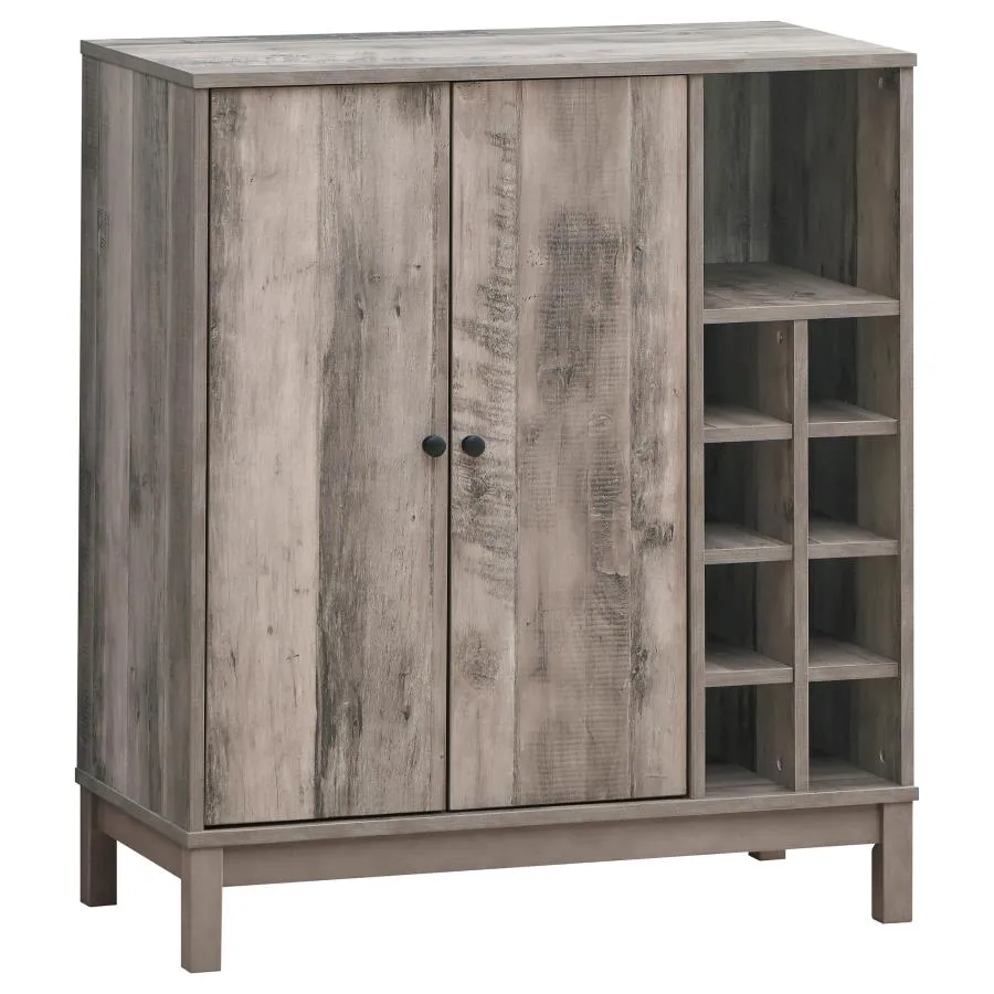 2-door Wine Cabinet with Stemware Rack Weathered Acacia