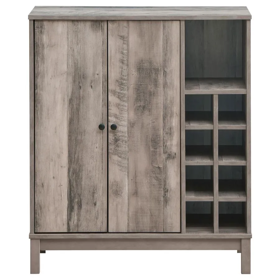 2-door Wine Cabinet with Stemware Rack Weathered Acacia