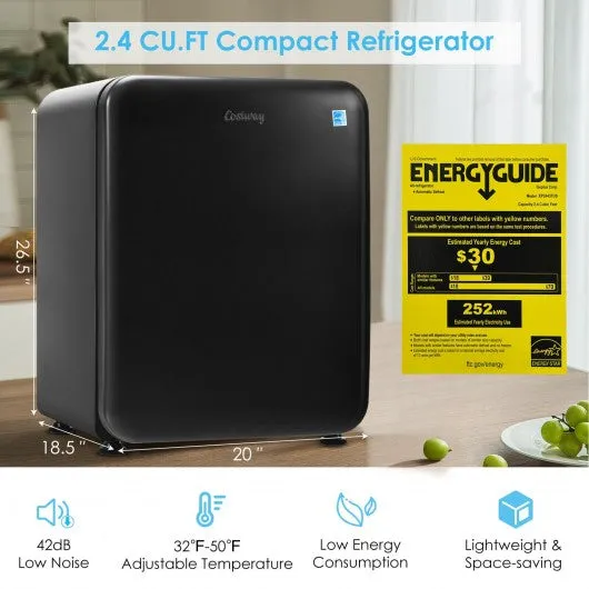 2.4 Cu.Ft. Compact Refrigerator Auto Defrost Mini Fridge Reversible Door-Black