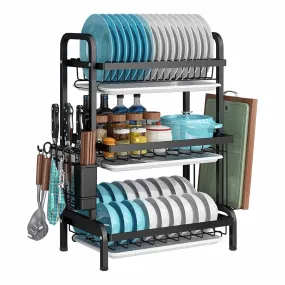 3 Tier Stainless Steel Dish Drying Rack with Drain Trays