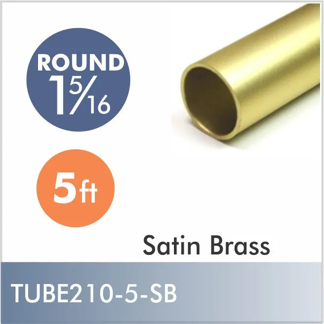 Aluminum 5ft 1-5-16" Diameter Rod, Satin Brass finish