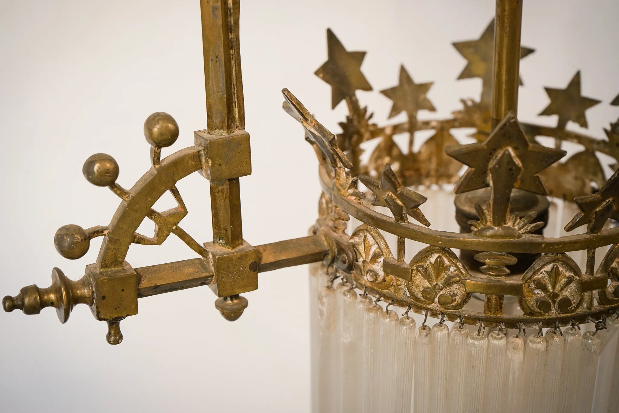 Art Nouveau - Chandelier with Glass Rods