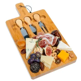 Bamboo Cheese Board and Knife Set - 12x8 inch Charcuterie Board