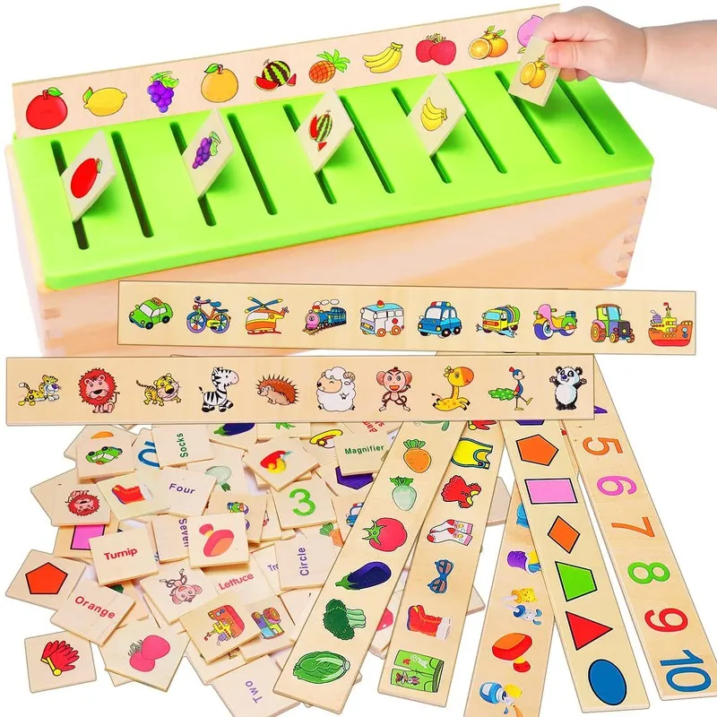 Classification Wood Box Cognitive Card Set for Early Education