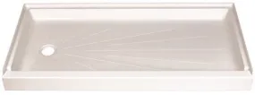 Durabase Fiberglass Rectangular Shower Floor' Left Hand Drain Location' White' 30 X 60 In.