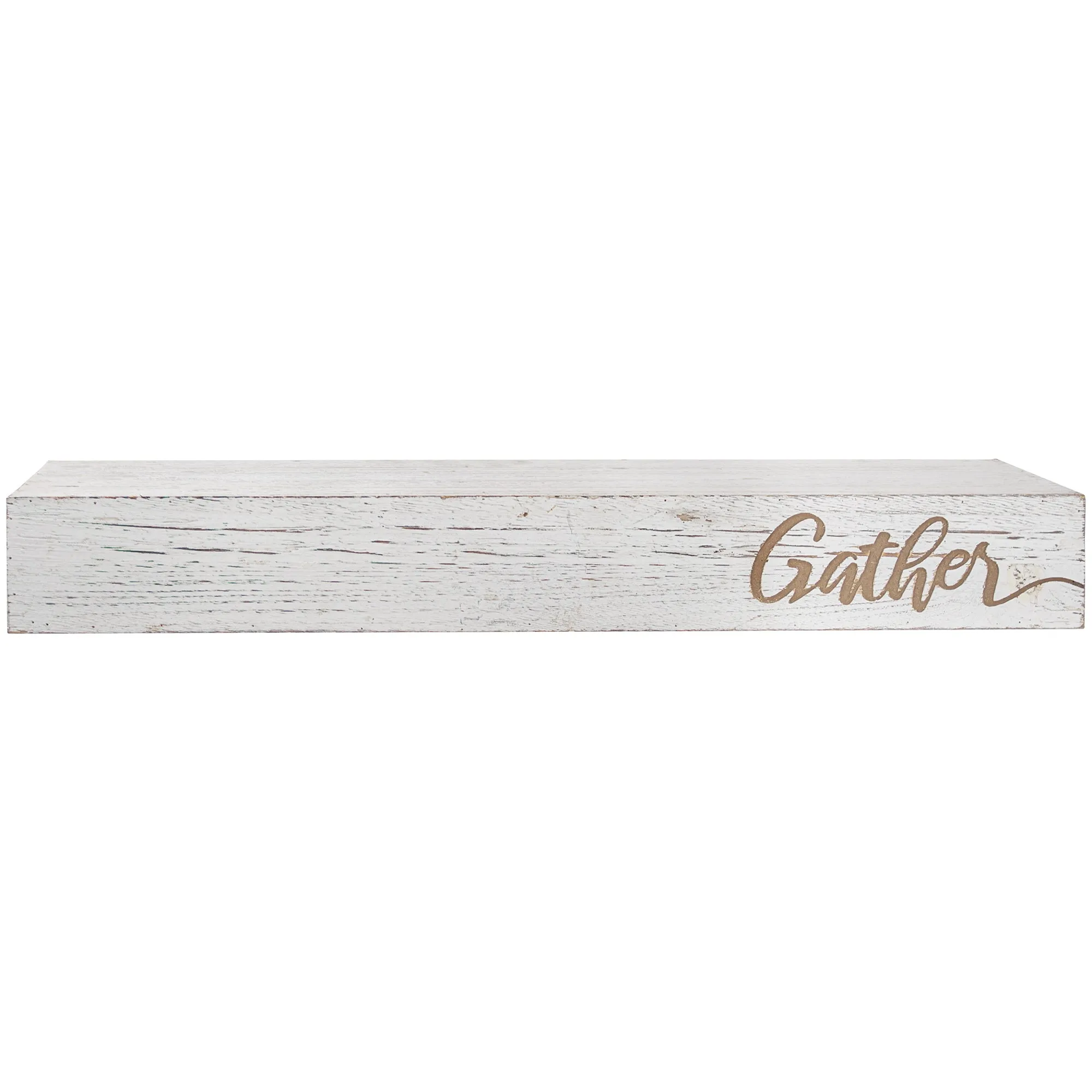 Floating Wall Shelf with “Gather” Text Engraving