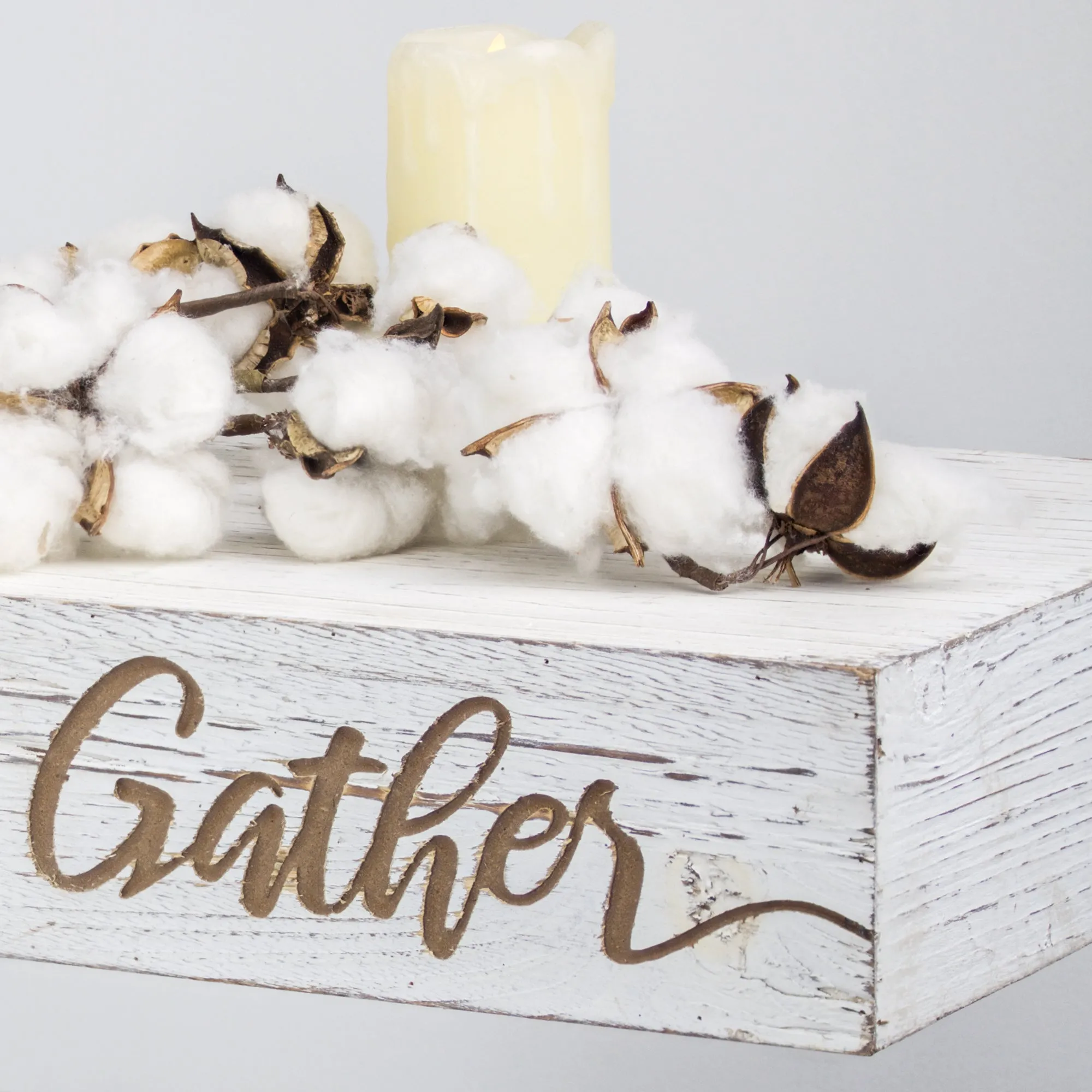 Floating Wall Shelf with “Gather” Text Engraving