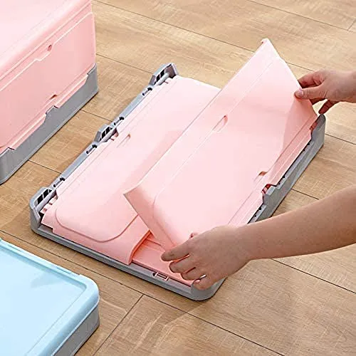 HomeCloud Storage Box Foldable/Foldable Storage Box/Storage Organizer Plastic Organizer For Storage,Bedroom,Home, Office, Hospital, Parlour And School (Large, Pink), Rectangular, Pack of 1