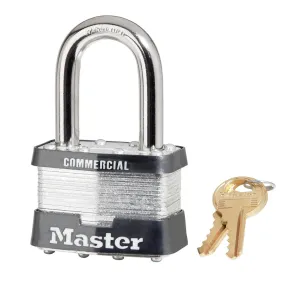 Master Lock Laminated Padlocks 2in (51mm) Wide Laminated Steel Pin Tumbler Padlock with 1-1/2in (38mm) Shackle, Keyed Alike