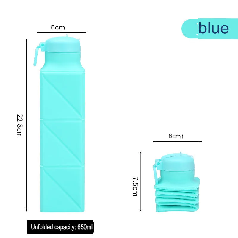 New outdoor platinum silicone rotary folding sports water bottle creative retractable water bottle water bottle