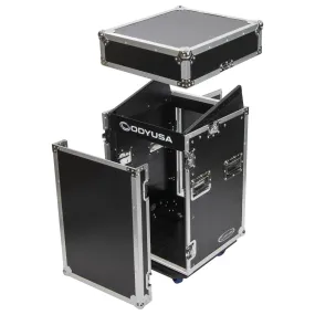 Odyssey FZ1014W - 10U Top Slanted 14U Vertical Pro Combo Rack with Wheels