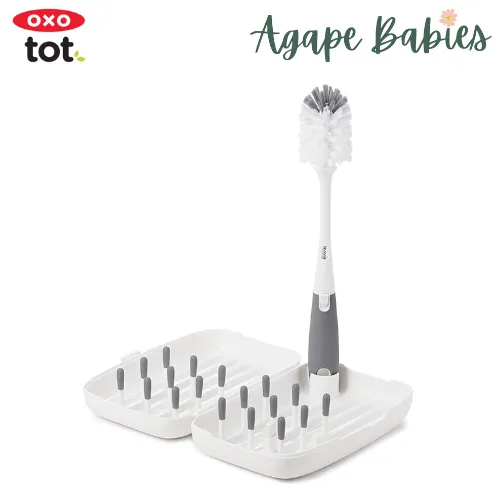 OXO Tot On-The-Go Drying Rack & Bottle Brush - Grey