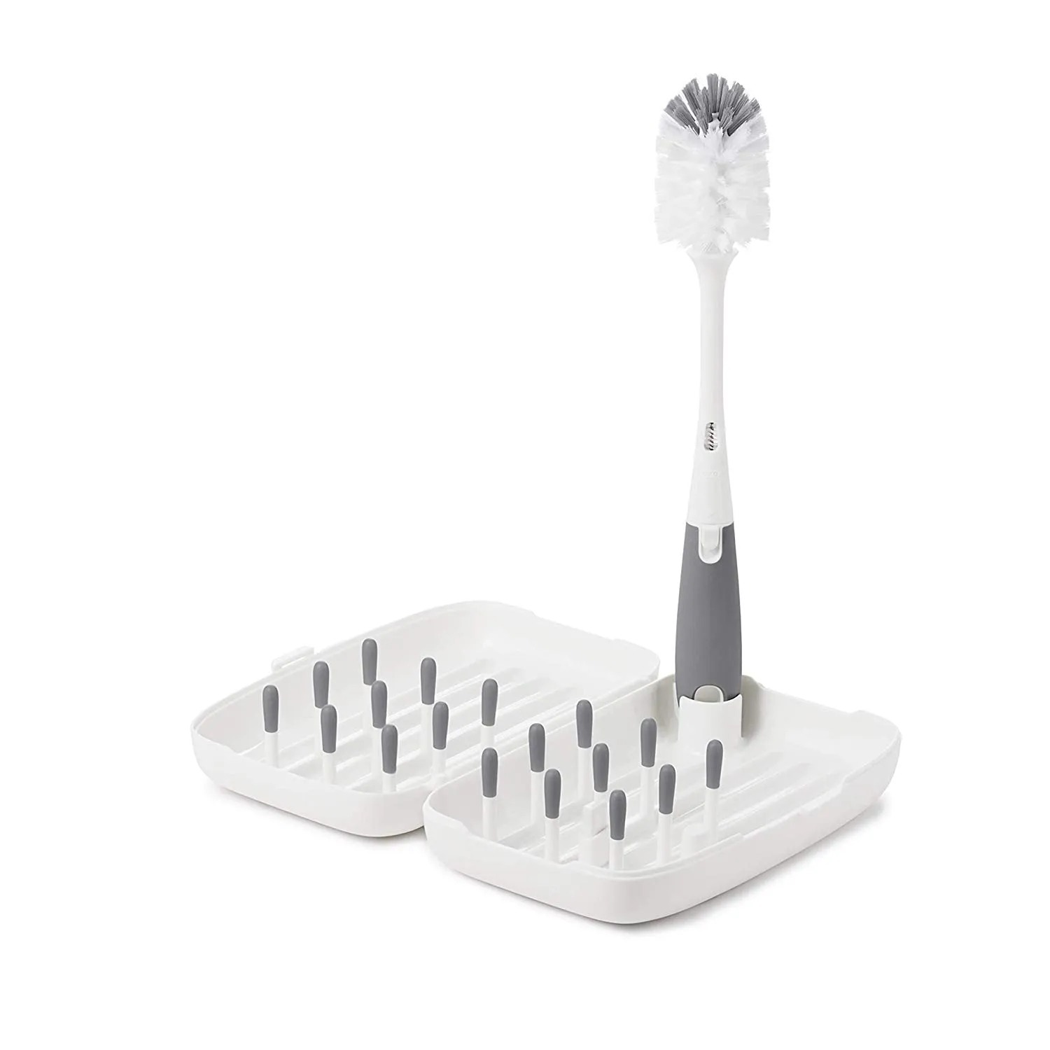 OXO Tot On-The-Go Drying Rack & Bottle Brush - Grey