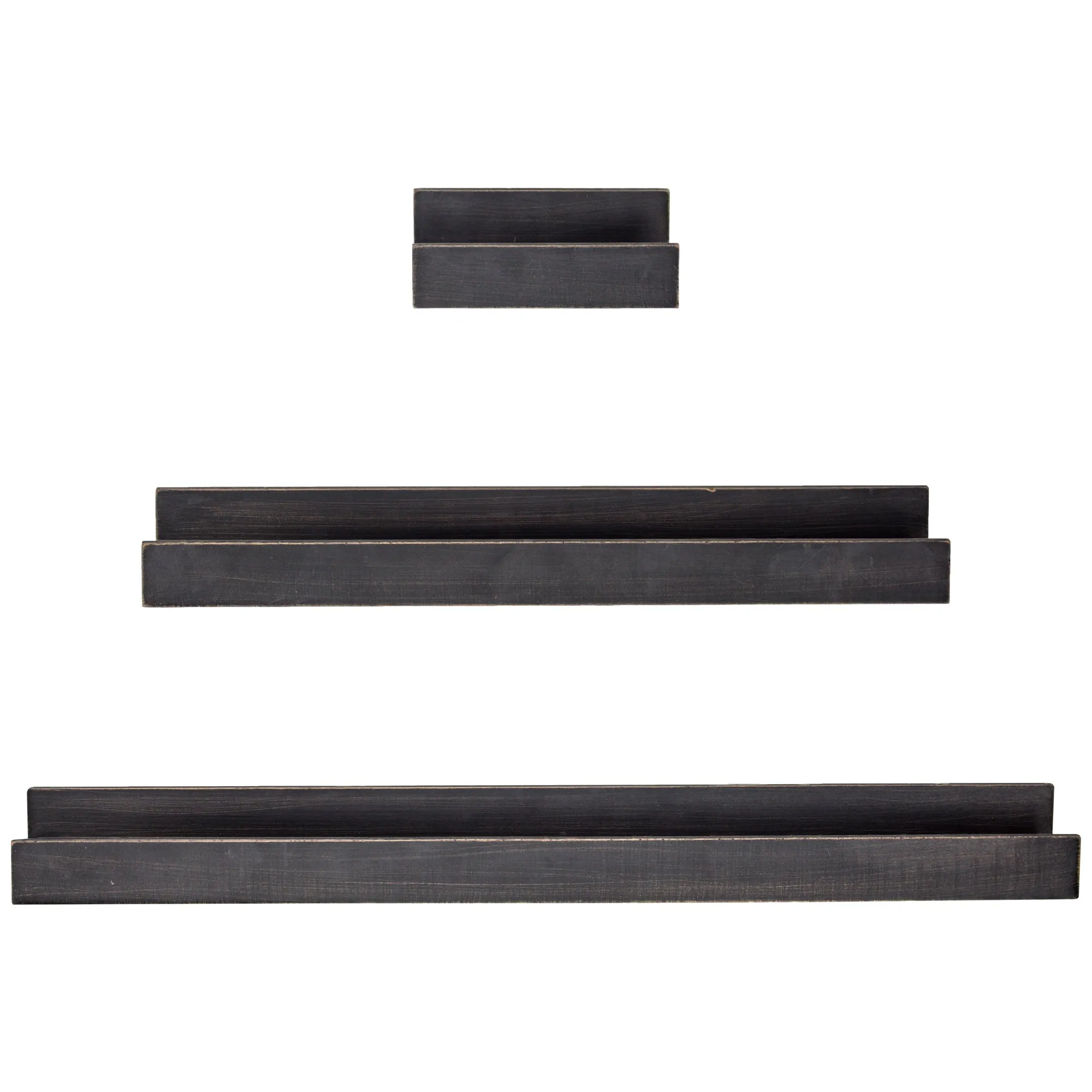 Picture Ledge Floating U Wooden Wall Shelves - Set of 3 (Black)