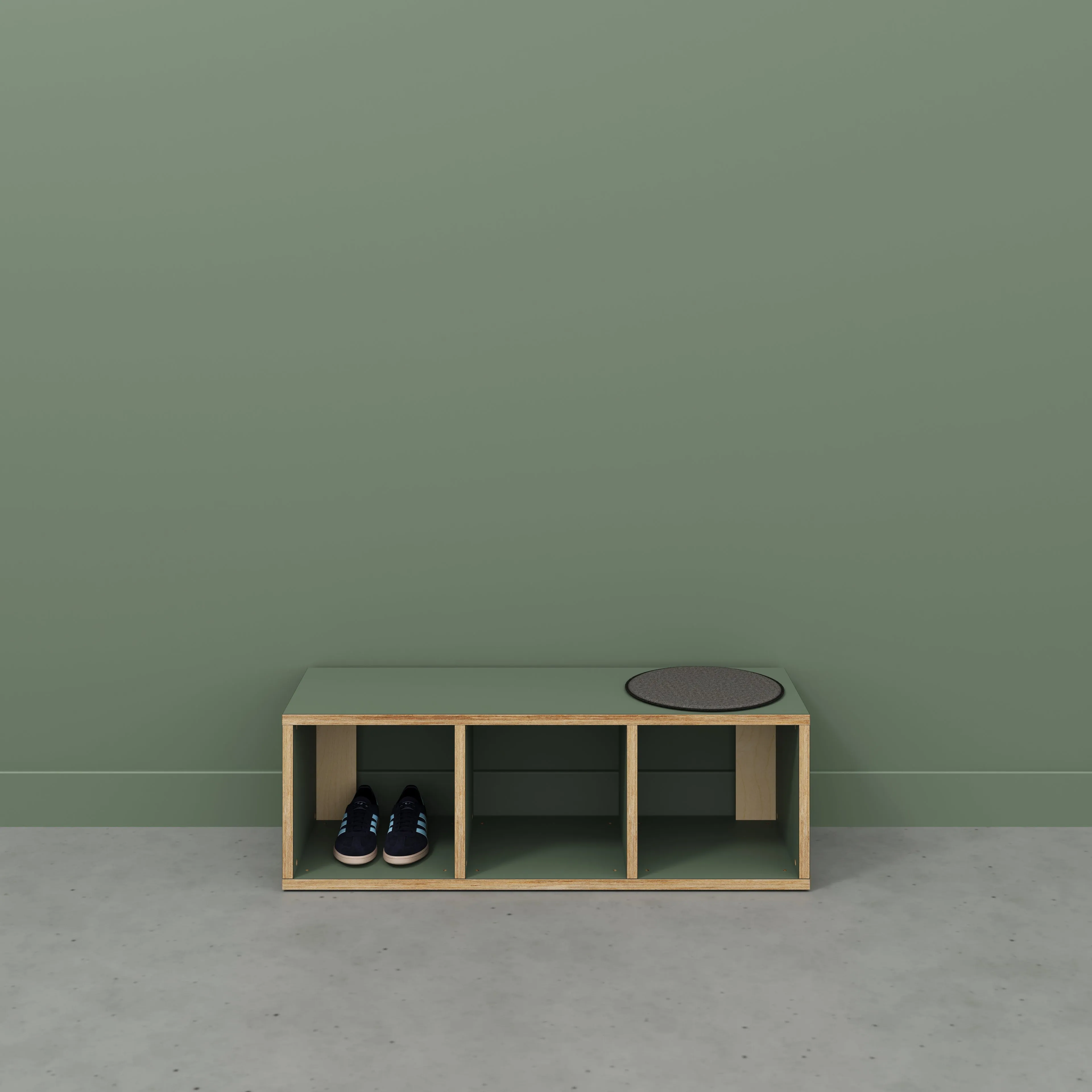 Plywood Open Shelves - Formica Green Slate - 1200(w) x 400(d) x 400(h)