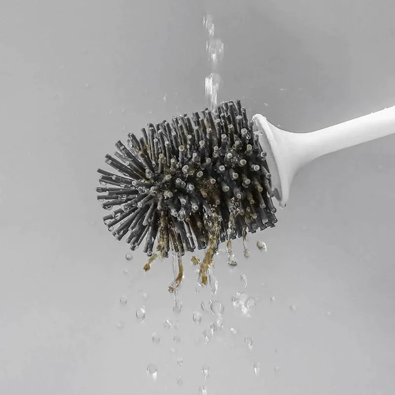 Silicone Head Toilet Brush Quick Draining Clean Tool