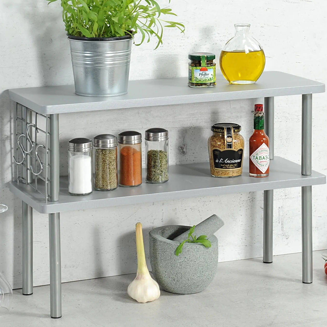 Slim Kitchen Shelf Grey