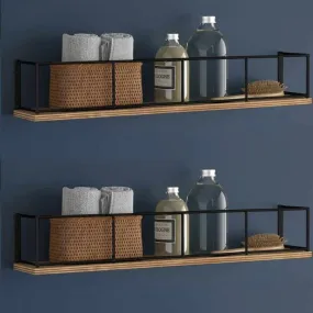 Wooden and Metal Floating Wall Shelves 18x4x4 Inches