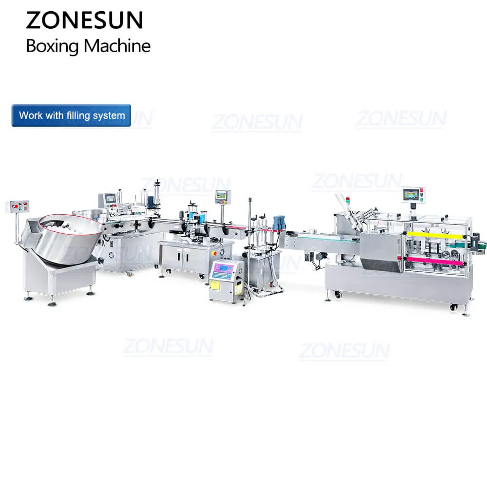 ZONESUN ZS-MSZH50N Automatic Horizontal Eye Drops Lip Gloss Essential Oil Bottle Cartoning Packaging Machine Cosmetics Facial Mask Sheet Boxing Machine